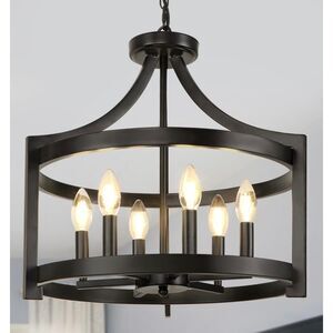 6-Light Black‎ Chandelier, Modern Hanging Pendant Lighting